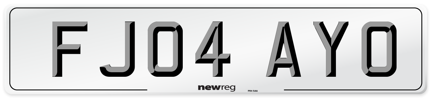 FJ04 AYO Number Plate from New Reg